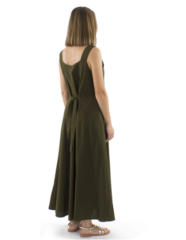 Cotton long plain sw dress with large stripes