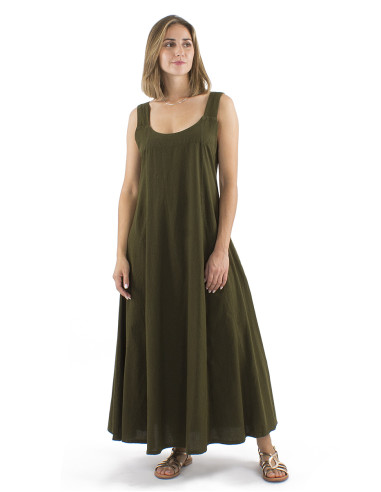 Cotton long plain sw dress with large stripes