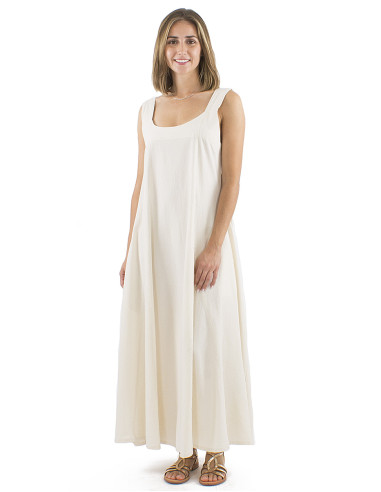 Cotton long plain sw dress with large stripes