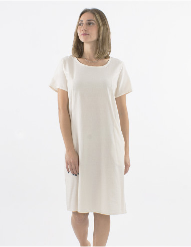 Robe coton uni manches courtes poches sw