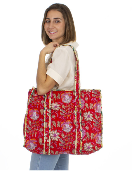 Cotton padded polyester pockets bag
