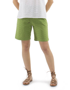 Cotton plain embroidered short with elastic belt 2