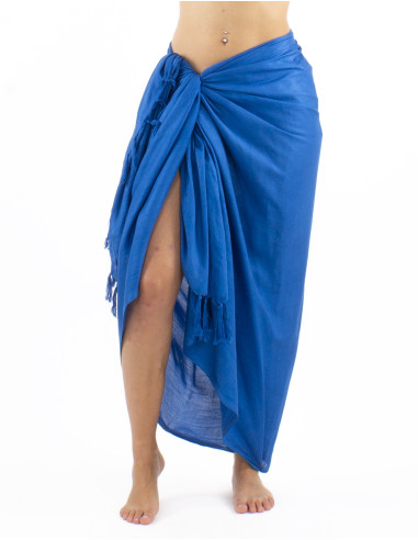 Pack of 10 viscose plain fringed sarongs
