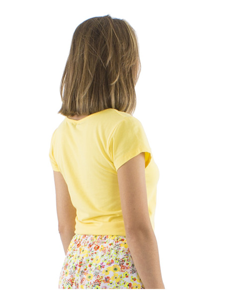 95% cotton 5% elastane plain tee shirt with short sleeves