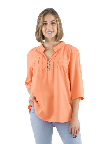 54% linen 46% viscose tunic with short sleeves