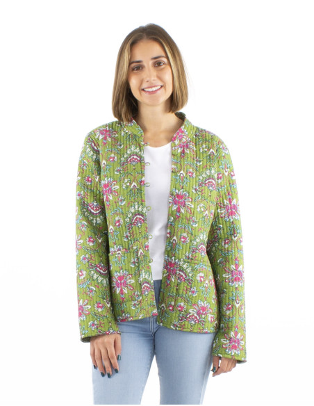 Reversible padded cotton jacket round buttons
