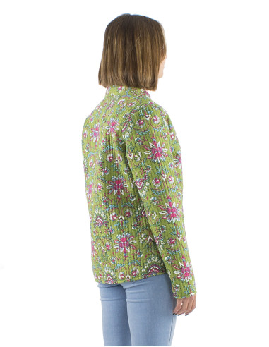 Reversible padded cotton jacket round buttons