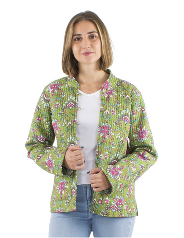 Reversible padded cotton jacket round buttons