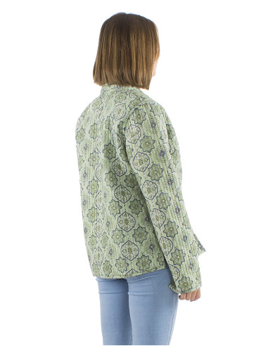 Reversible padded cotton jacket round buttons