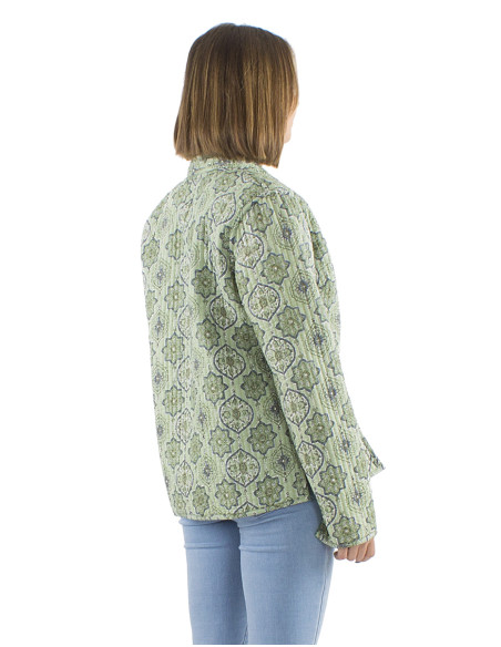 Reversible padded cotton jacket round buttons