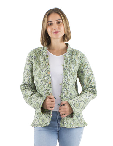 Reversible padded cotton jacket round buttons
