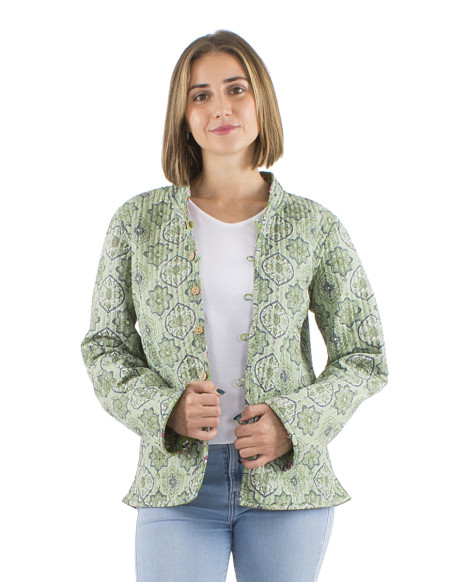 Reversible padded cotton jacket round buttons