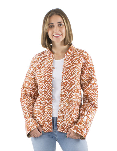 Reversible cotton jacket with 2 prints and long sleeves