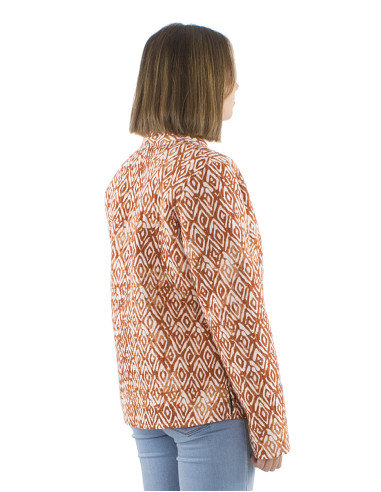 Reversible cotton jacket with 2 prints and long sleeves