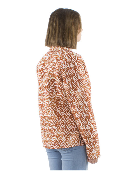 Reversible cotton jacket with 2 prints and long sleeves