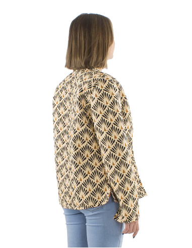 Reversible cotton jacket with 2 prints and long sleeves