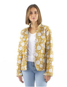 Reversible cotton jacket with 2 prints and long sleeves