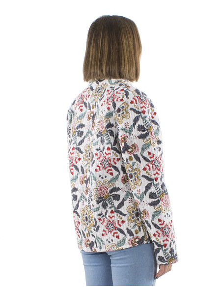 Reversible cotton jacket with 2 prints and long sleeves