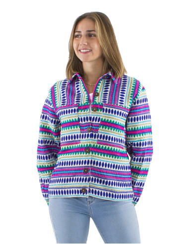 70% cotton 28% acrylic 2% polyester metallised yarn jacket