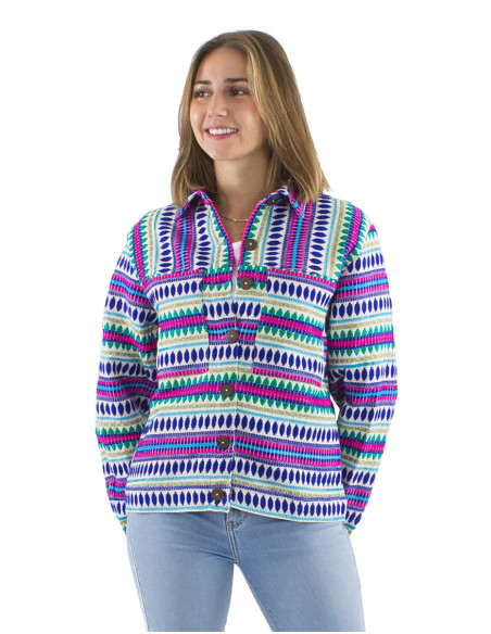 Veste 70%coton 28% acrylique 2% polyester fil métal Jacquard