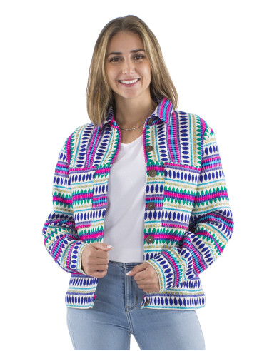 Veste 70%coton 28% acrylique 2% polyester fil métal Jacquard