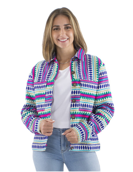 Veste 70%coton 28% acrylique 2% polyester fil métal Jacquard