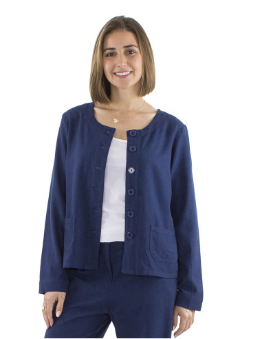 70% viscose 30% linen jacket with 2 pockets
