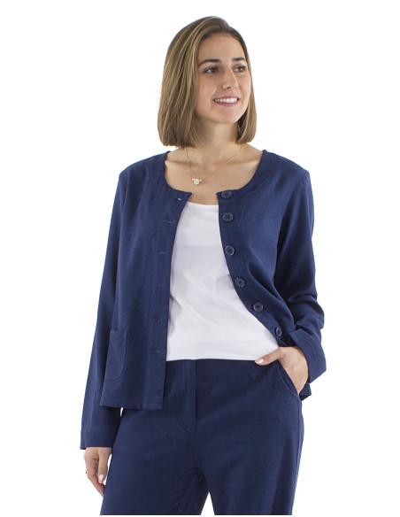 70% viscose 30% linen jacket with 2 pockets