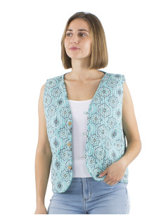 Gilet coton matelassé boutons rond poches 2