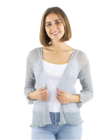 Knitted 95% polyester with 5% metallised yarn jacket