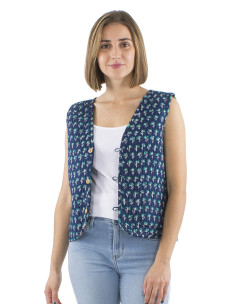 Gilet coton matelassé boutons rond poches 2