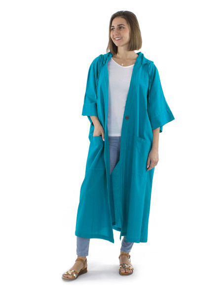 Cotton plain sw jacket with hood