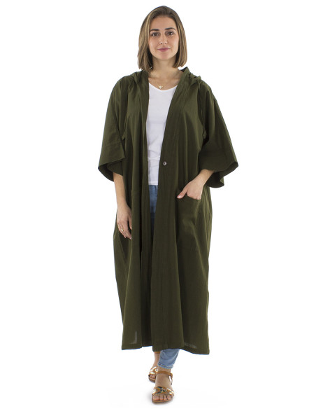 Cotton plain sw jacket with hood