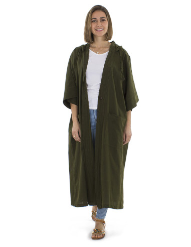 Cotton plain sw jacket with hood