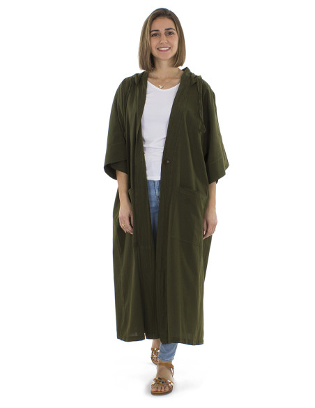 Cotton plain sw jacket with hood