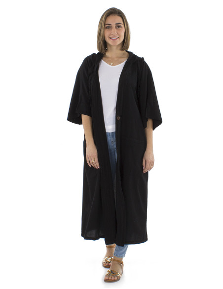 Cotton plain sw jacket with hood