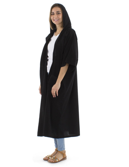 Cotton plain sw jacket with hood