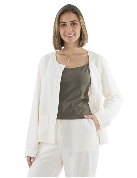 70% viscose 30% linen jacket with 2 pockets