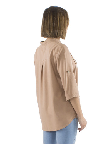 54% linen 46% viscose tunic with short sleeves
