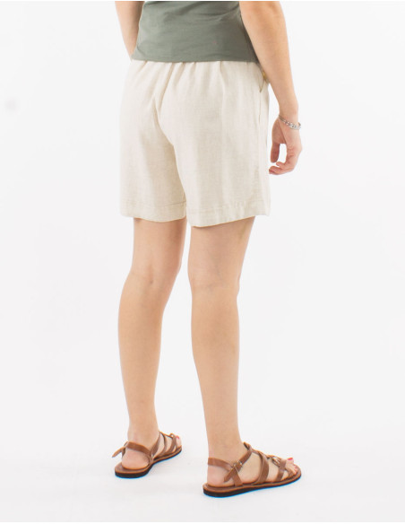 Short 54% lin 46% viscose ceinture elastique