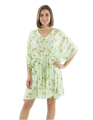 Robe kaftan viscose imprimé Bali
