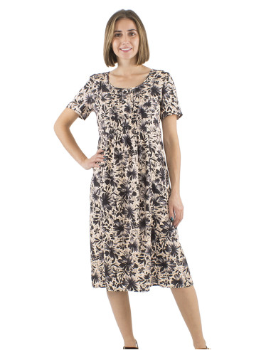 Robe viscose manches courtes col rond imprimé Cassandra