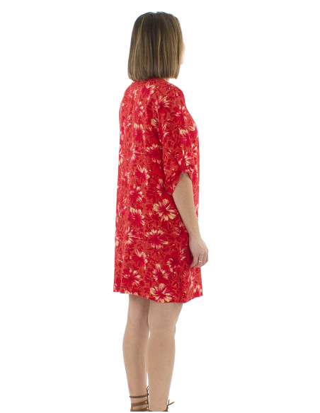 Robe tunique viscose boutonnée manches 3/4 imprimé Cassandra