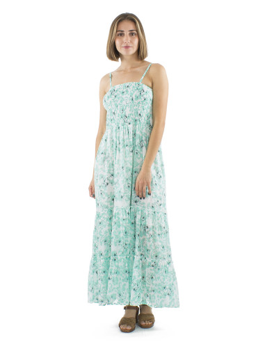 Robe longue bretelles voile coton imprimé Bali