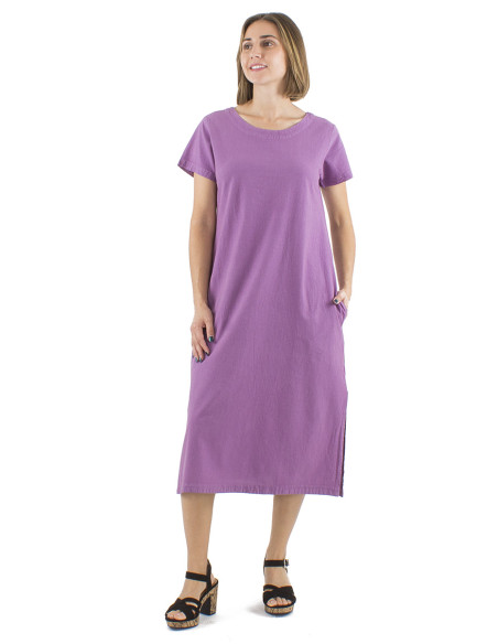 Long cotton sw dress with short sleeves