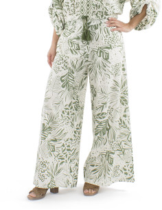 70% viscose 30% linen pants with 2 buttons and Nature print 2