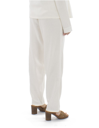 Pantalon 70% viscose 30% linen pants with 1/2 elastic belt