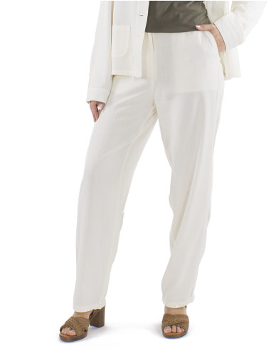 Pantalon 70% viscose 30% linen pants with 1/2 elastic belt