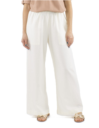 54% linen 46% viscose pants with large elastic belt