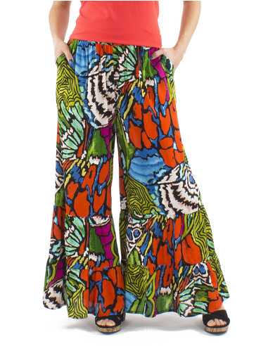 Viscose large bottom pants with Sauvage print